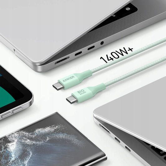 Dátový a nabíjací kábel USB-C - USB-C Anker 544, 140 W, 1,8 m, zelený A80F6H61