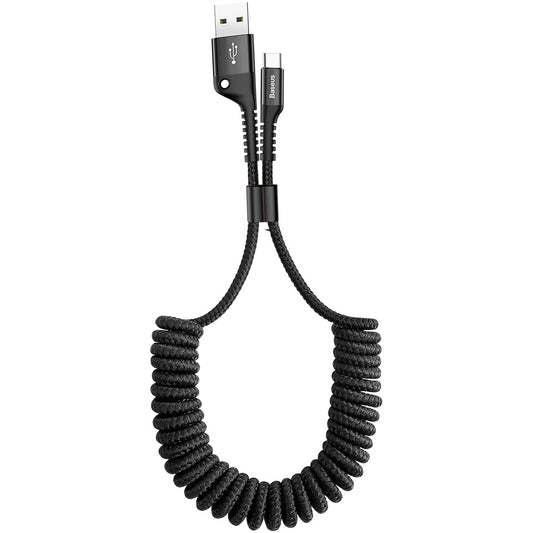 Dátový a nabíjací kábel USB-A - USB-C Baseus Fish Eye Spring, 18 W, 1 m, čierny CATSR-01 CATSR-01