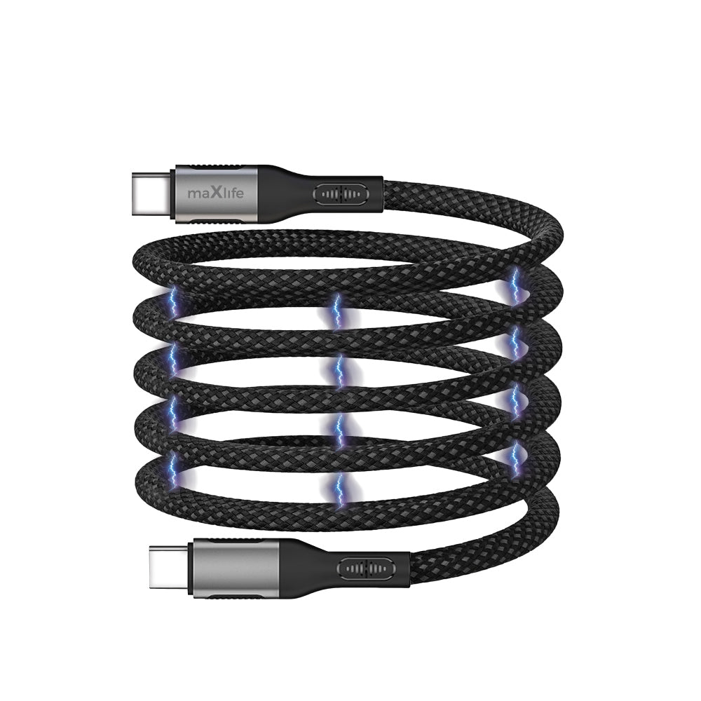 Dátový a nabíjací kábel USB-C - USB-C MaXlife MXUC-11 Magnetic, 100W, 1m, čierny