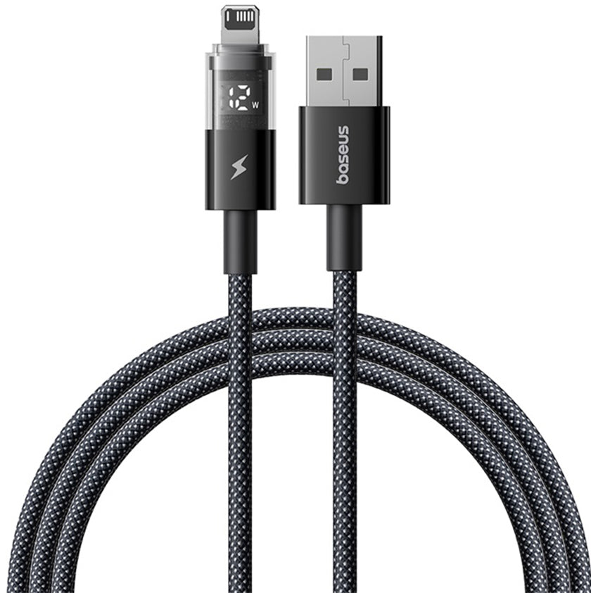 USB-A na Lightning dátový a nabíjací kábel Baseus Display 2, 12W, 2m, čierny P10382700121-01