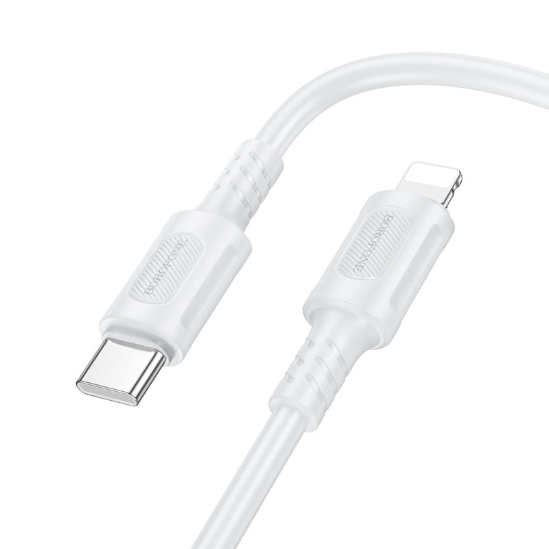 Dátový a nabíjací kábel USB-C - Lightning Borofone BX111 Feliz, 27W, 1m, Biela