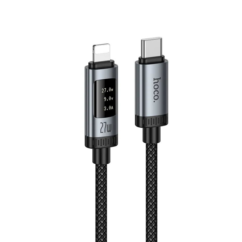 Dátový a nabíjací kábel USB-C - Lightning HOCO Display U148, 27W, 1.2m, čierny