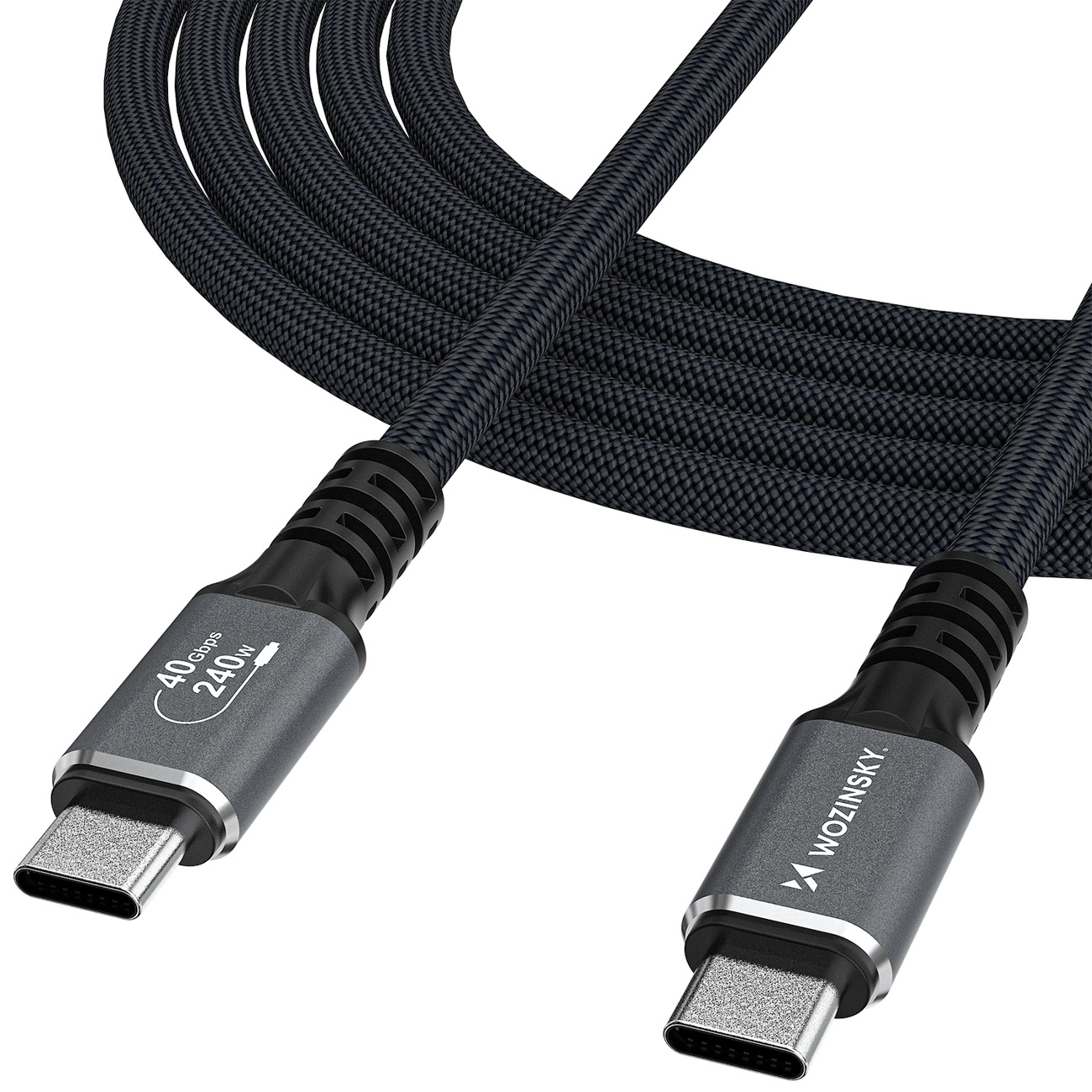 Dátový a nabíjací kábel USB-C - USB-C WZK WPS-UY42S, 240W, 2m, čierny