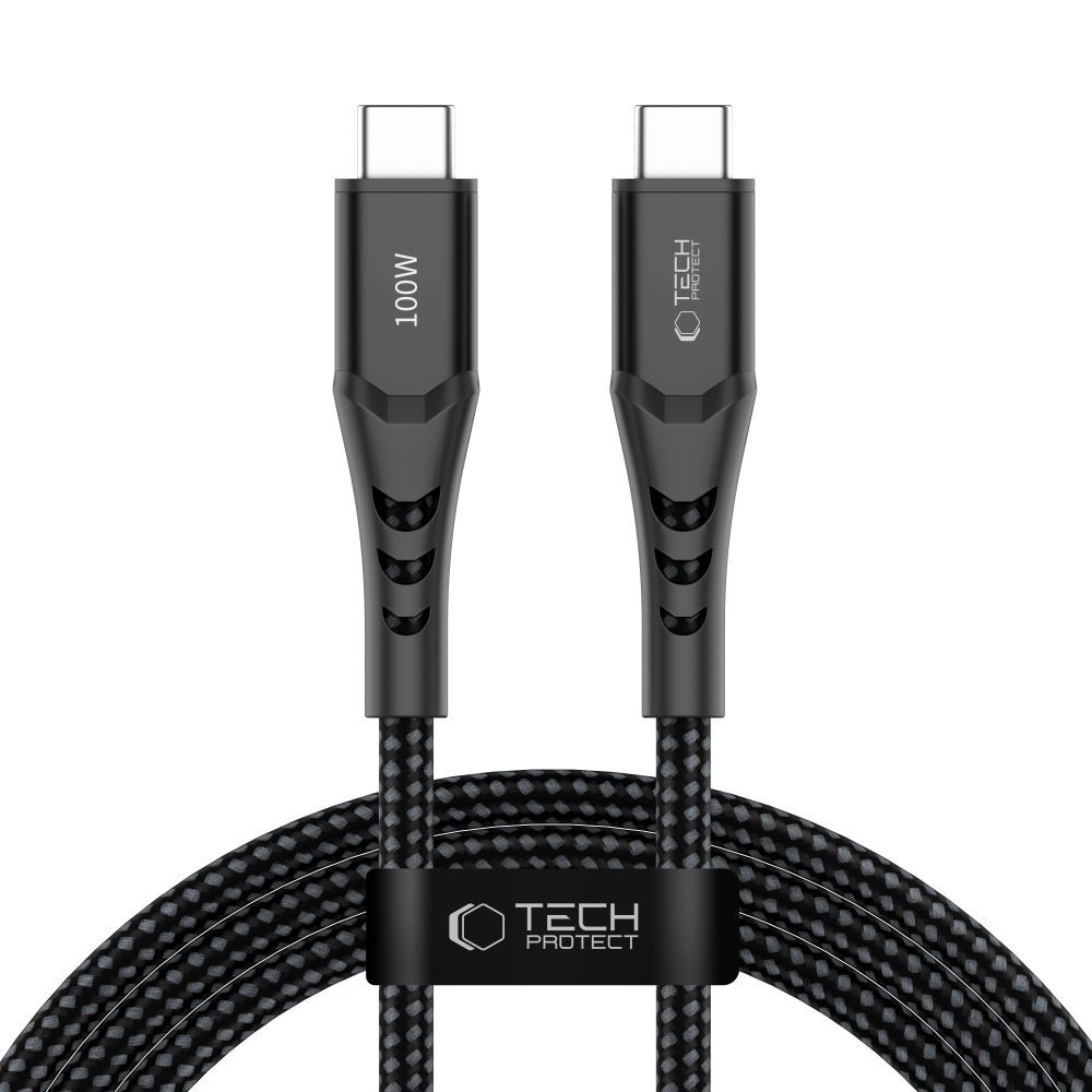 USB-C dátový a nabíjací kábel - USB-C Tech-Protect UB11T Ultraboost, 100W, 2m, čierny