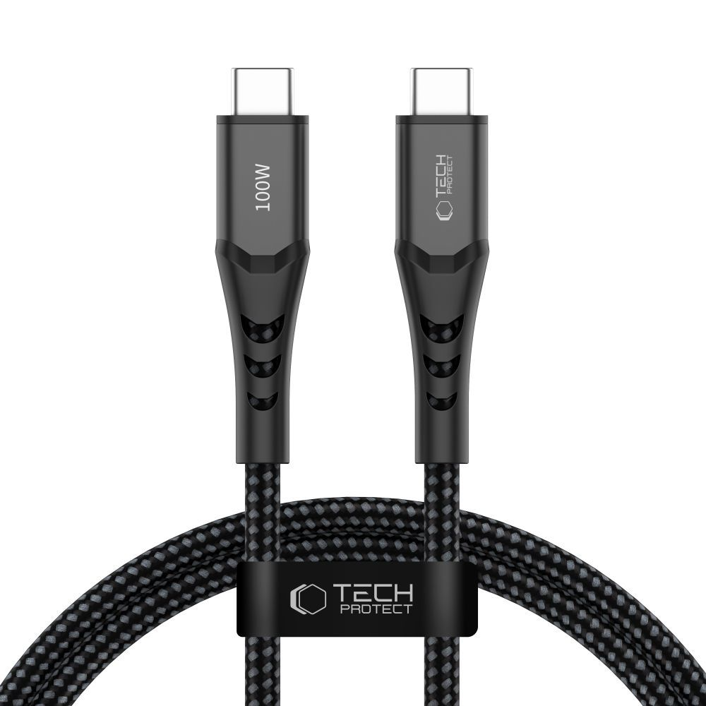 USB-C dátový a nabíjací kábel - USB-C Tech-Protect UB11T Ultraboost, 100W, 1m, čierny