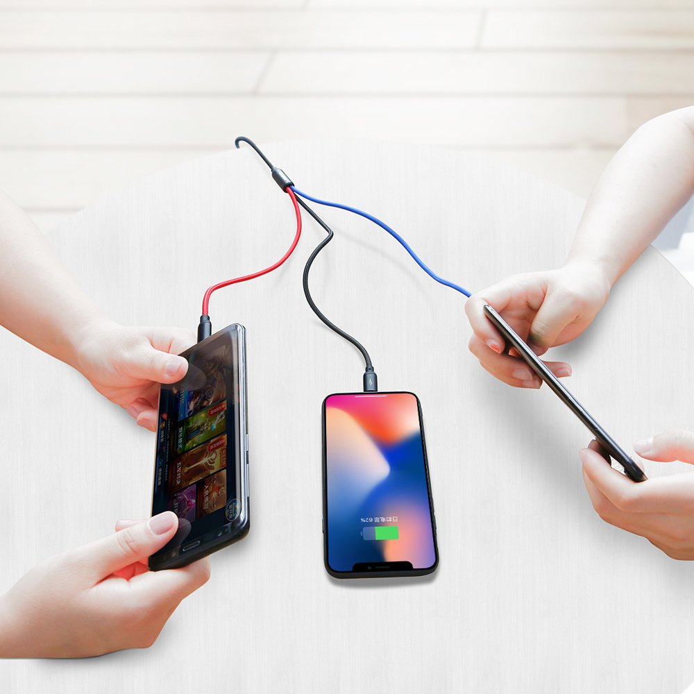 Nabíjací kábel USB-A - Lightning / microUSB / USB-C Baseus Colors 3in1, 20W, 1.2m, Čierny CAMLT-BSY01
