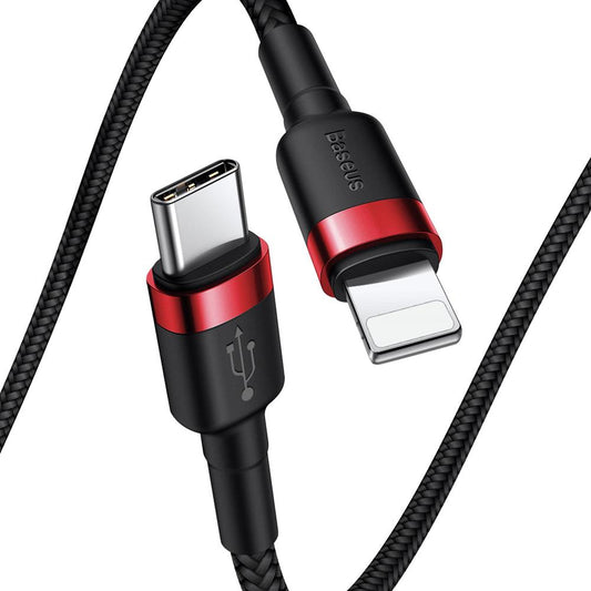 Dátový a nabíjací kábel USB-C - Lightning Baseus Cafule, 18 W, 1 m, červený CATLKLF-91