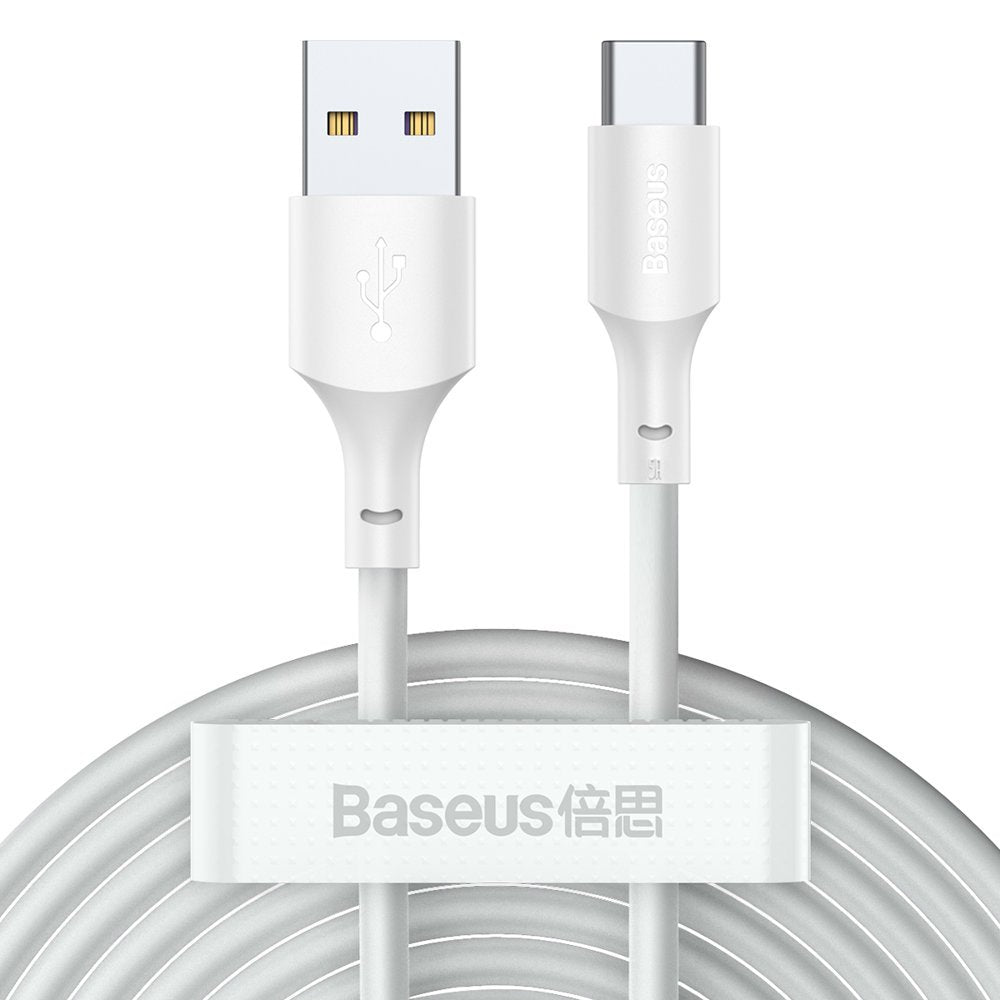 Dátový a nabíjací kábel USB-A - USB-C Baseus, 40W, 1,5m, Sada 2 kusy, Biela TZCATZJ-02