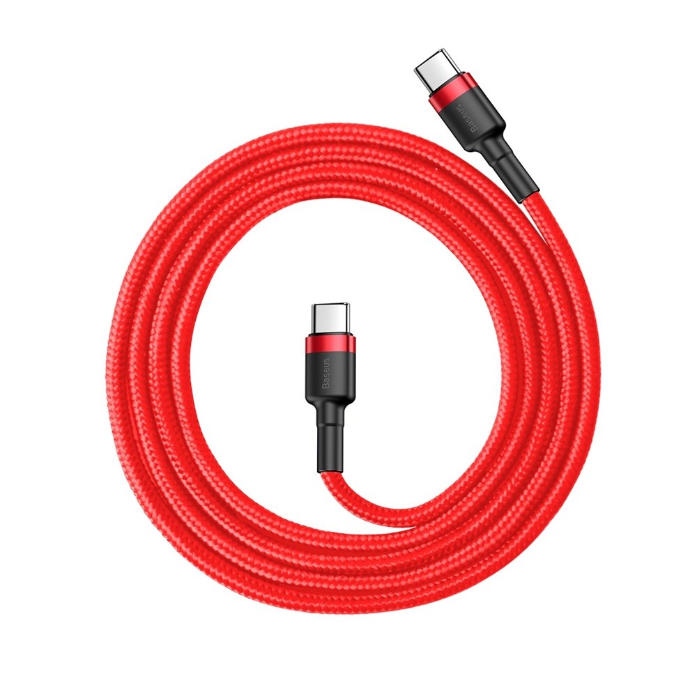 Dátový a nabíjací kábel USB-C - USB-C Baseus Cafule, 60 W, 1 m, červený CATKLF-G09