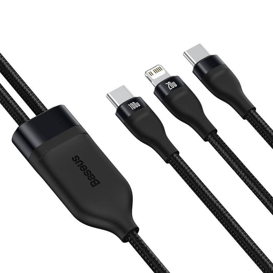 Dátový a nabíjací kábel USB-C - Lightning / USB-C Baseus Flash Series 2in1, 100W, 1.2m, Čierny CA1T2-F01