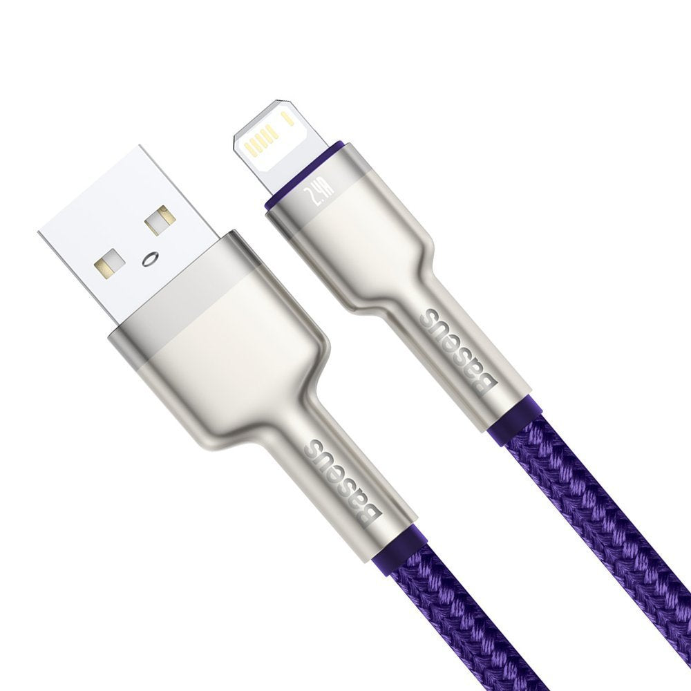 Dátový a nabíjací kábel USB-A - Lightning Baseus Cafule Metal Series, 18W, 2m, Fialový CALJK-B05