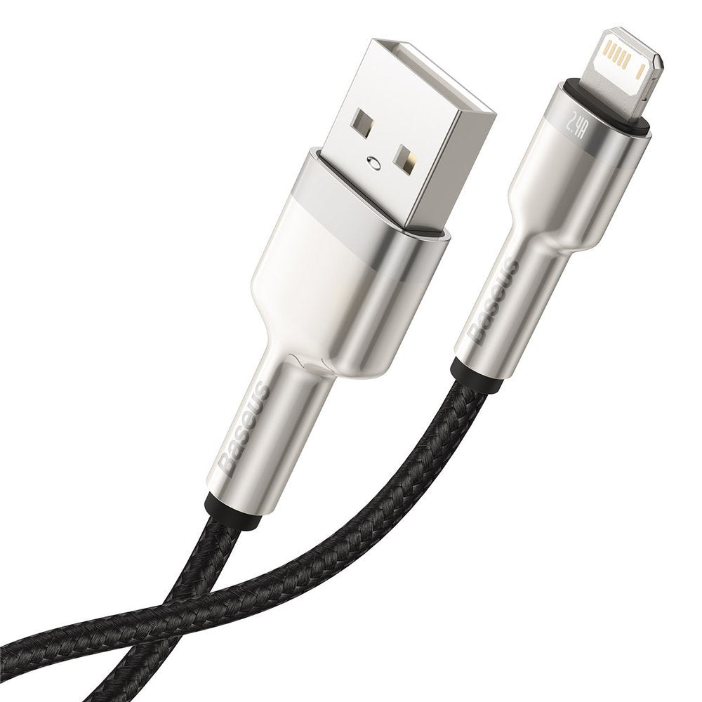 Dátový a nabíjací kábel USB-A - Lightning Baseus Cafule Metal Series, 18W, 0,25m, Čierny CALJK-01