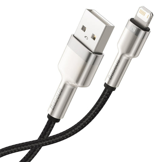 Dátový a nabíjací kábel USB-A - Lightning Baseus Cafule Metal Series, 18 W, 0,25 m, čierny CALJK-01