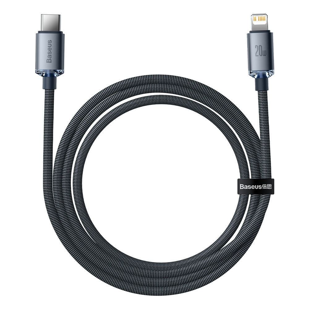 Dátový a nabíjací kábel USB-C - Lightning Baseus Crystal Shine Series, 20W, 1.2m, Čierny CAJY000201