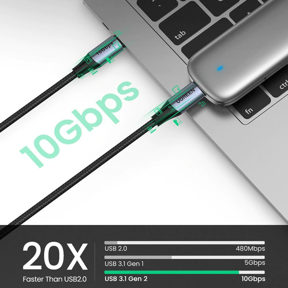 Dátový a nabíjací kábel USB-C - USB-C UGREEN US355, 100W, 1m, čierny