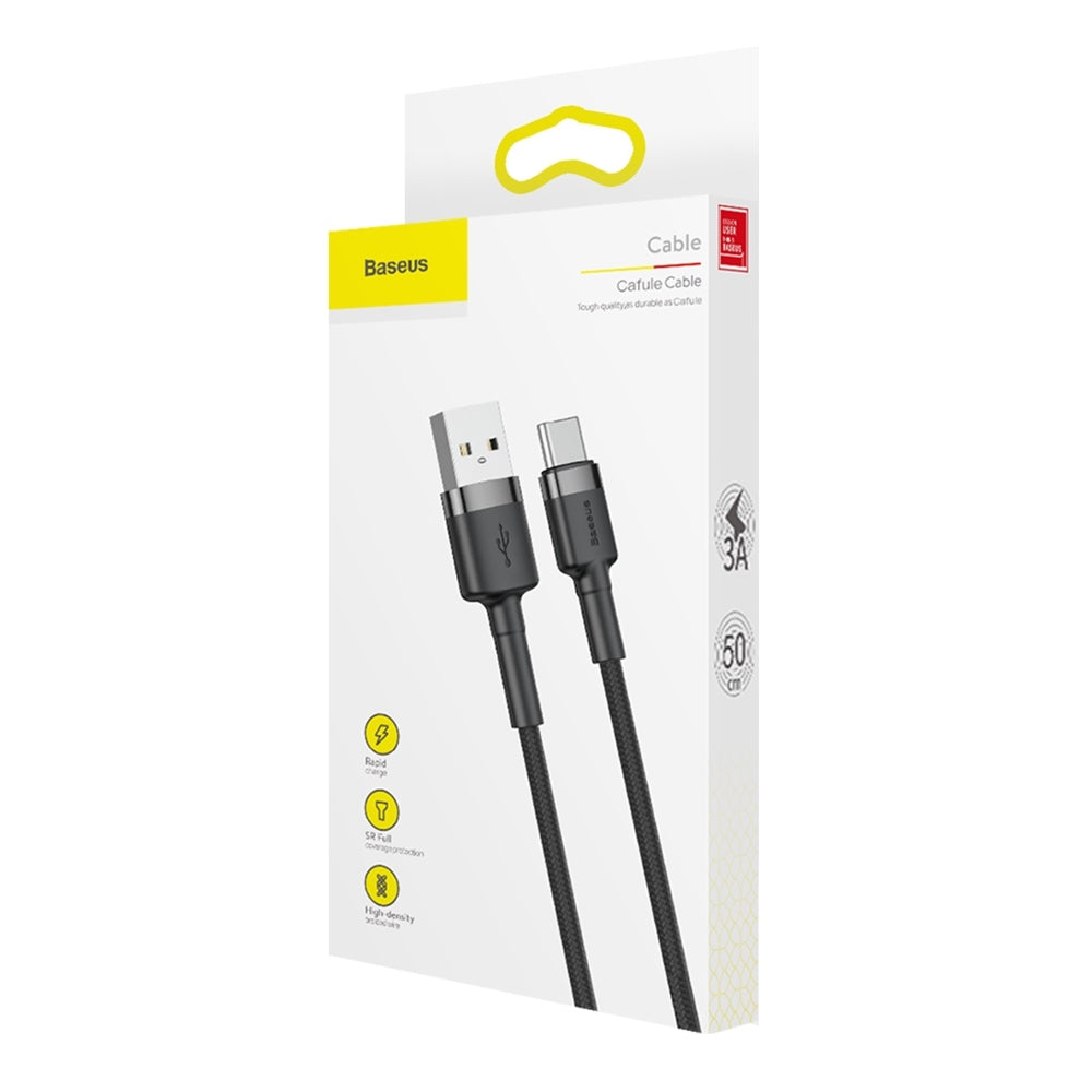 Dátový a nabíjací kábel USB-A - USB-C Baseus Cafule, 60W, 0.5m, Čierny CATKLF-AG1