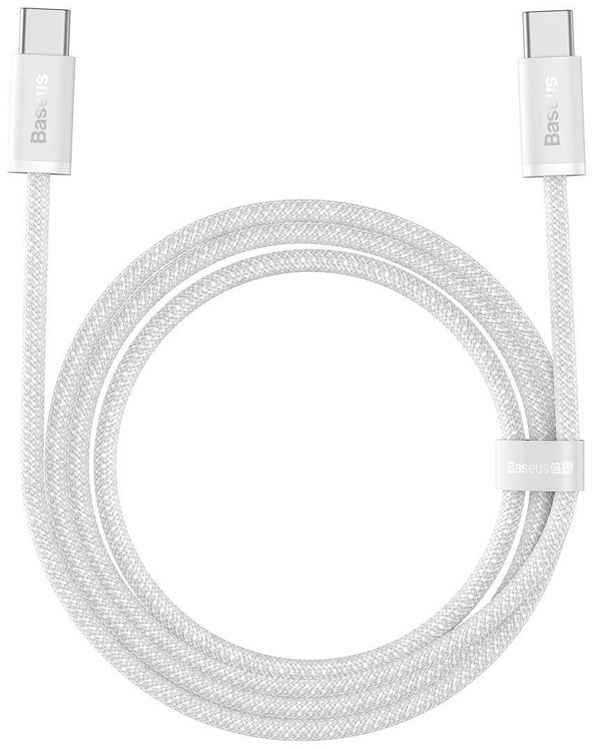 Dátový a nabíjací kábel USB-C - USB-C Baseus Dynamic Series, 100 W, 1 m, biely CALD000202