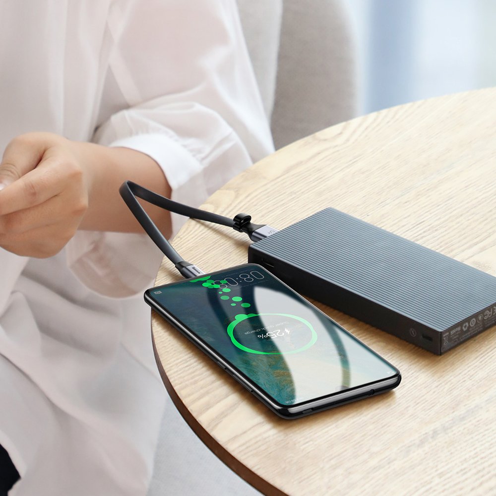 Dátový a nabíjací kábel USB-A - USB-C Baseus Simple, 40W, 0,23m, Sivý CATMBJ-BG1
