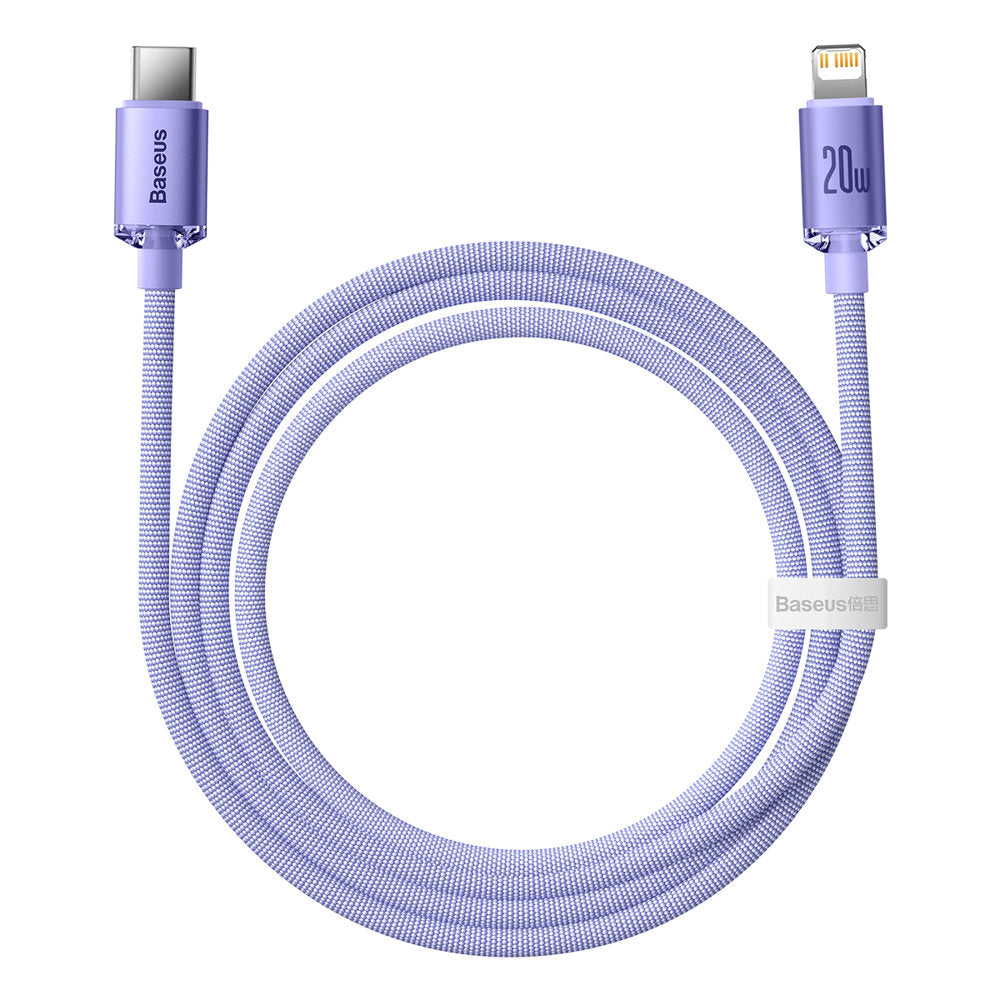 Dátový a nabíjací kábel USB-C - Lightning Baseus Crystal Shine Series, 20W, 1.2m, Fialový CAJY000205
