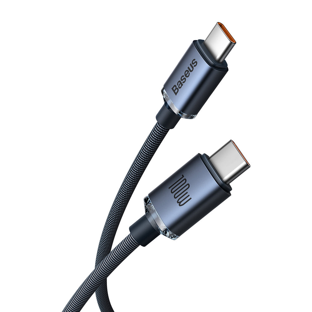 Dátový a nabíjací kábel USB-C - USB-C Baseus Crystal Shine Series, 100 W, 2 m, čierny CAJY000701