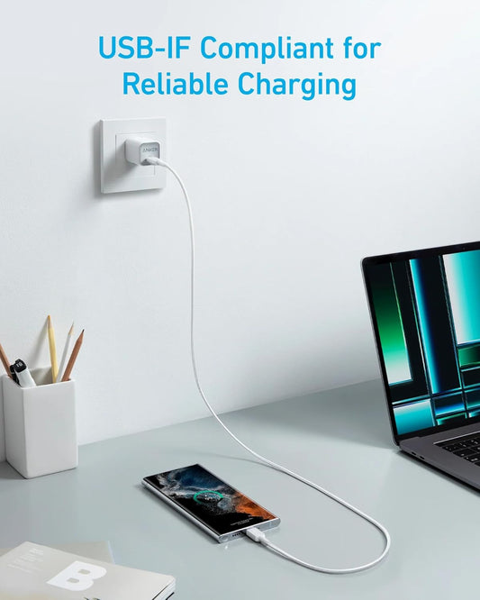 Dátový a nabíjací kábel USB-C - USB-C Anker 322, 60 W, 1,8 m, biely A81F6G21