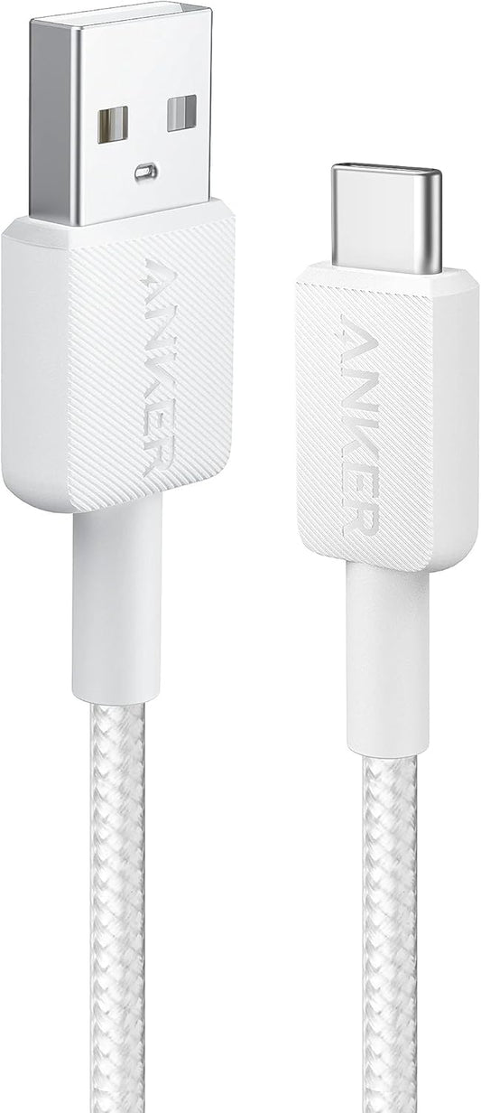 Dátový a nabíjací kábel USB-A na USB-C Anker 322, 18 W, 0,9 m, biely A81H5G21