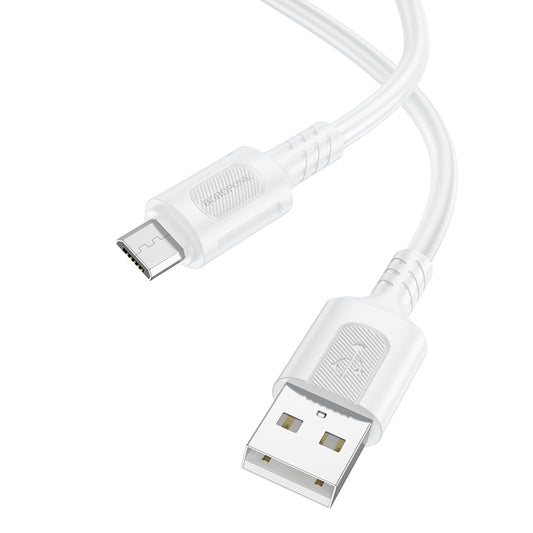 Dátový a nabíjací kábel USB-A - microUSB Borofone BX111 Feliz, 18 W, 1 m, biely