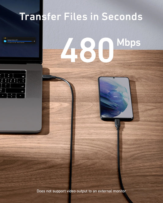 Dátový a nabíjací kábel USB-C - USB-C Anker 543, 100 W, 1,8 m, čierny A80E2G11