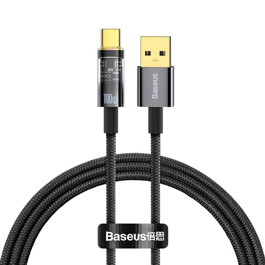 Dátový a nabíjací kábel USB-A na USB-C Baseus Explorer, 100 W, 1 m, čierny CATS000201