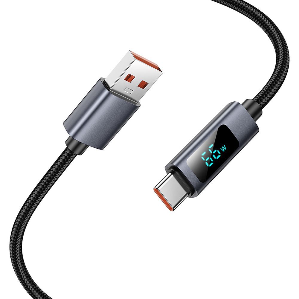 Dátový a nabíjací kábel USB-A - USB-C HOCO Display X112, 100W, 1m, čierny