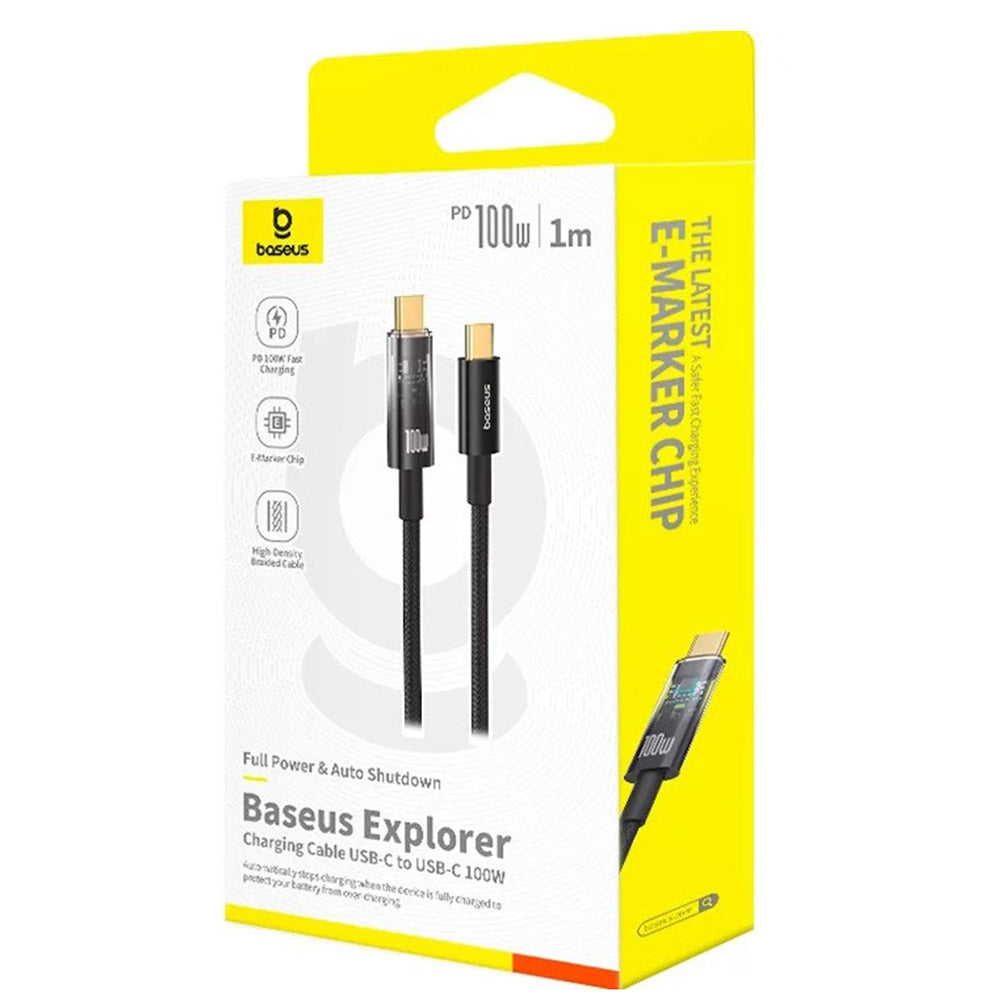 Dátový a nabíjací kábel USB-C - USB-C Baseus Explorer, 100W, 1m, Čierny P10319703111-00