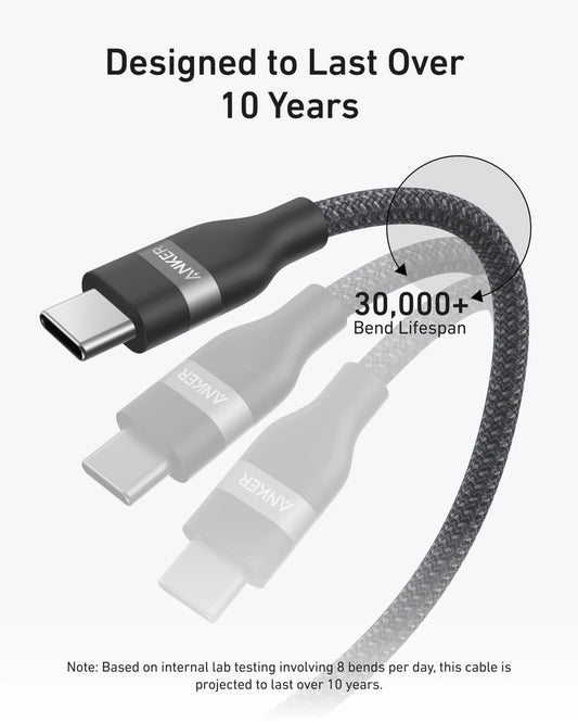 Dátový a nabíjací kábel USB-C - USB-C Anker, 240W, 0.9m, Čierny A82E2H11