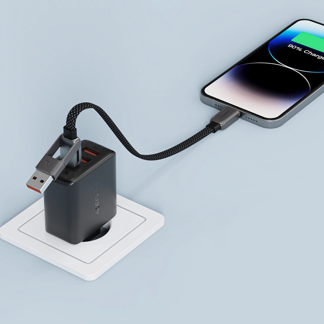 Dátový a nabíjací kábel USB-C - USB-A / USB-C Acefast C13-05, 60W, 0.2m, čierny