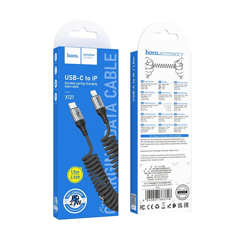 Dátový a nabíjací kábel USB-C - Lightning HOCO X121, 27W, 1,5m, čierny