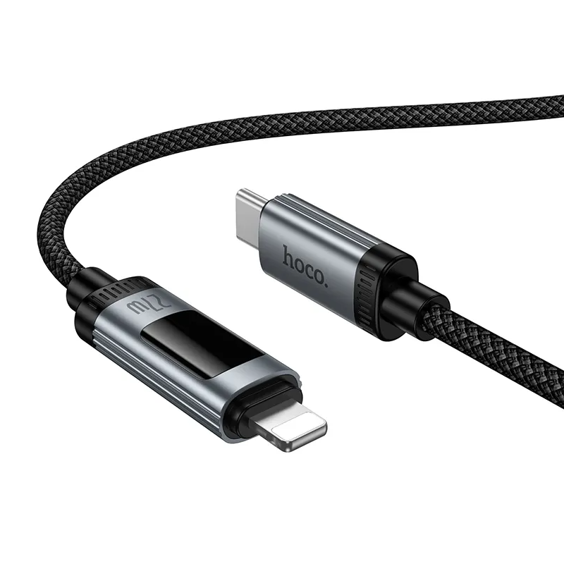 Dátový a nabíjací kábel USB-C - Lightning HOCO Display U148, 27W, 1.2m, čierny
