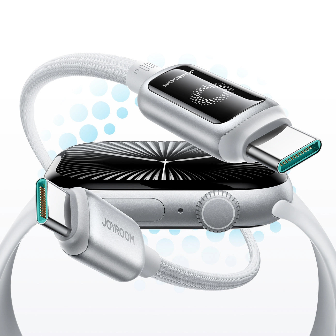 Dátový a nabíjací kábel USB-C - USB-C Joyroom S-A55 StarFlight Display, 100W, 1.2m, Biela