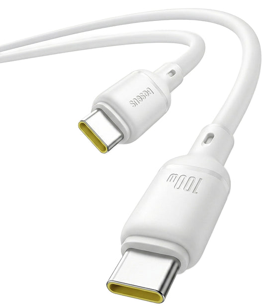 Dátový a nabíjací kábel USB-C - USB-C Baseus Silky, 100W, 1m, Biely P10377704213-00