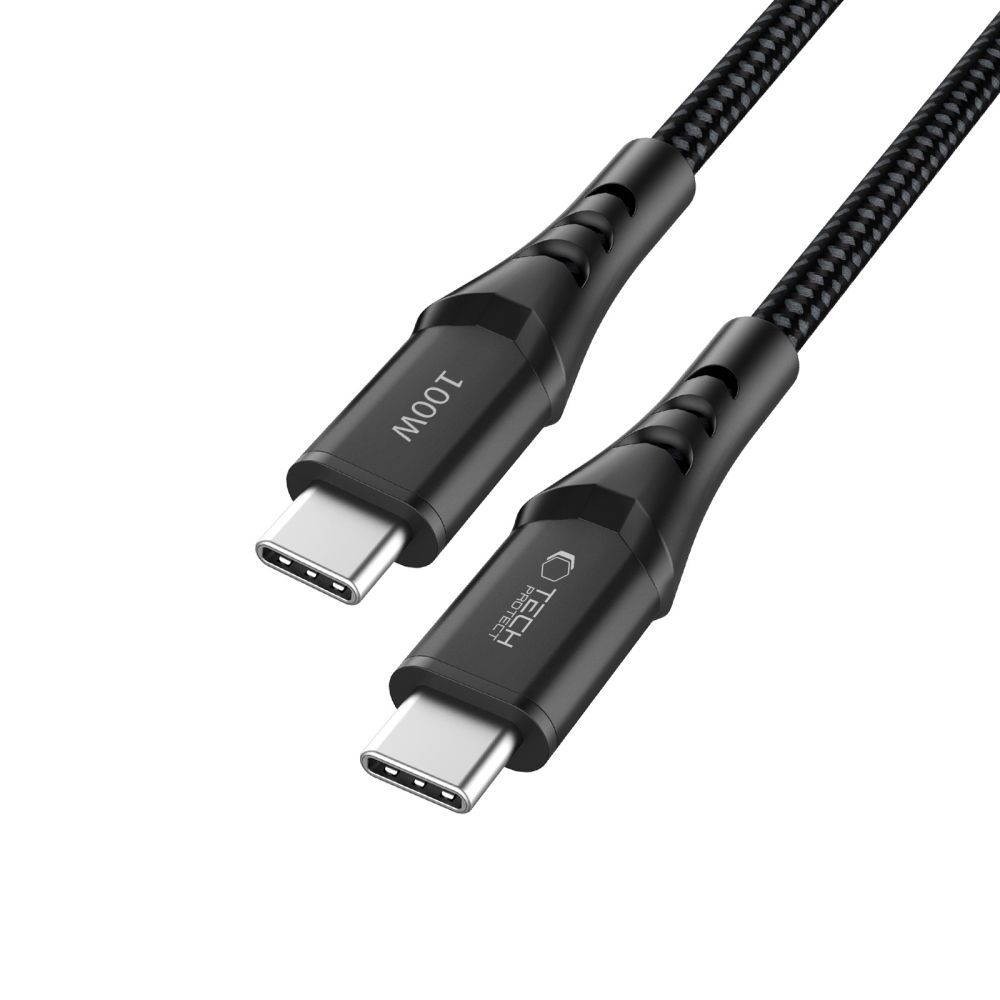 USB-C dátový a nabíjací kábel - USB-C Tech-Protect UB11T Ultraboost, 100W, 1m, čierny
