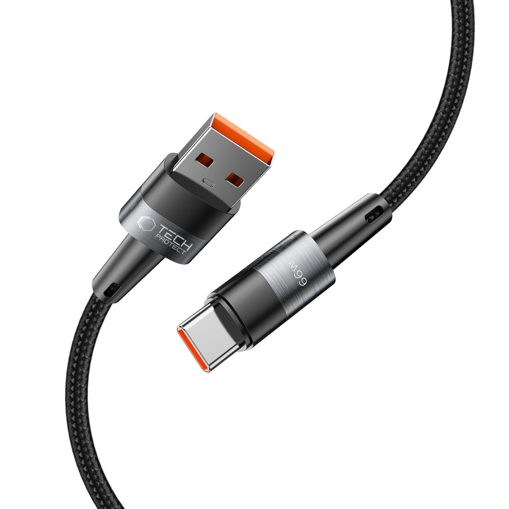 USB-A na USB-C dátový a nabíjací kábel Tech-Protect Ultraboost, 66W, 0,5 m, sivý