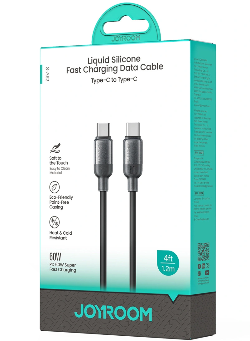 Dátový a nabíjací kábel USB-C - USB-C Joyroom S-A62 Lively, 60W, 1,2 m, čierny