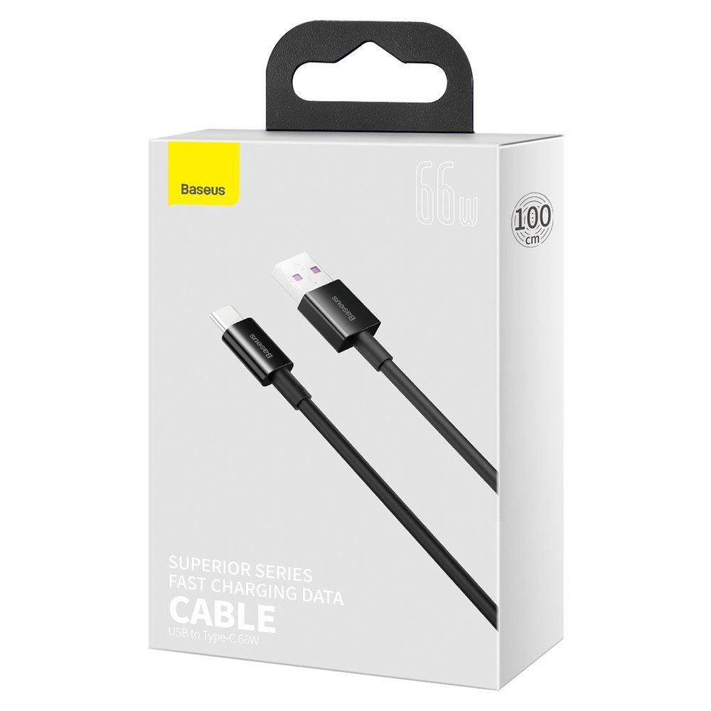 Dátový a nabíjací kábel Baseus Superior Series USB-A na USB-C, 66 W, 1 m, čierny CATYS-01
