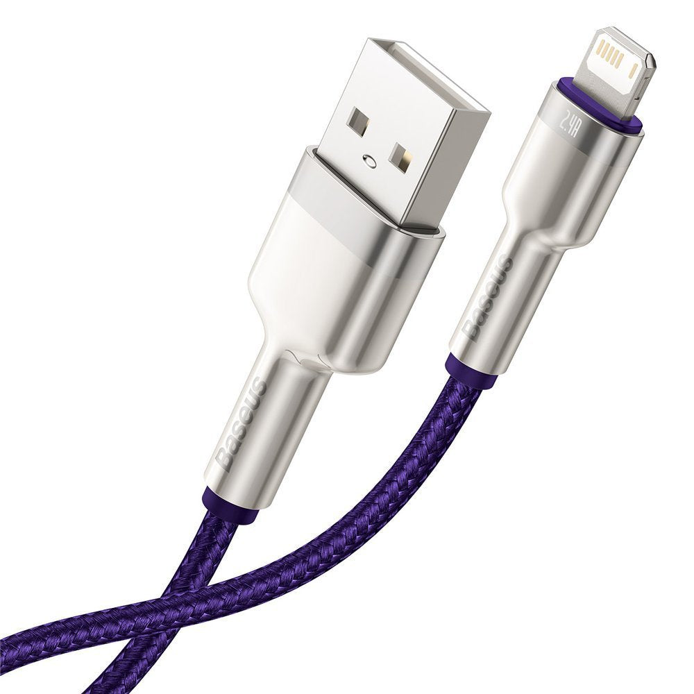 Dátový a nabíjací kábel USB-A - Lightning Baseus Cafule Metal Series, 18W, 2m, Fialový CALJK-B05