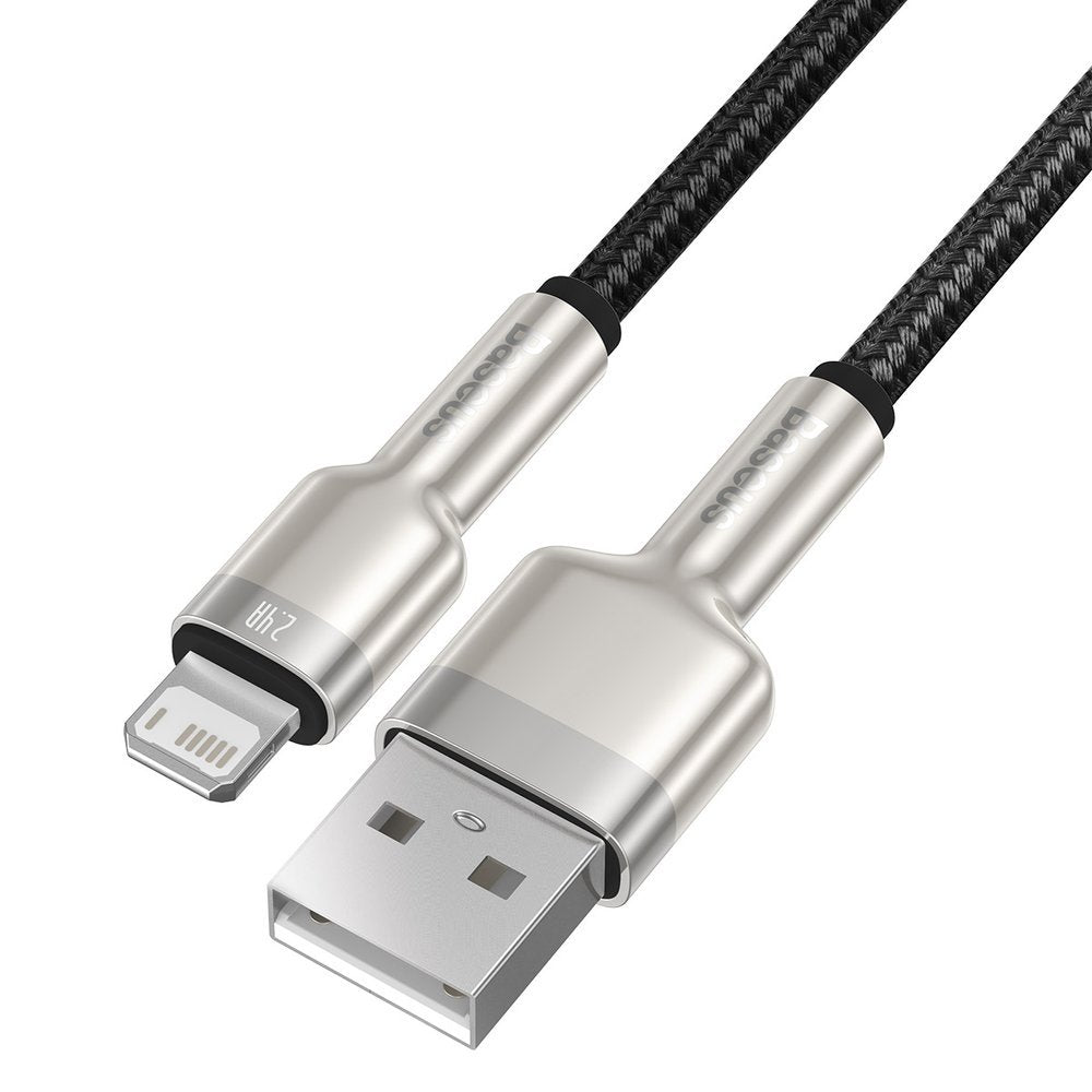 Dátový a nabíjací kábel USB-A - Lightning Baseus Cafule Metal Series, 18W, 0,25m, Čierny CALJK-01
