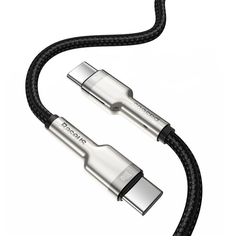 Dátový a nabíjací kábel USB-C - USB-C Baseus Cafule Metal Series, 100 W, 1 m, čierny CATJK-C01