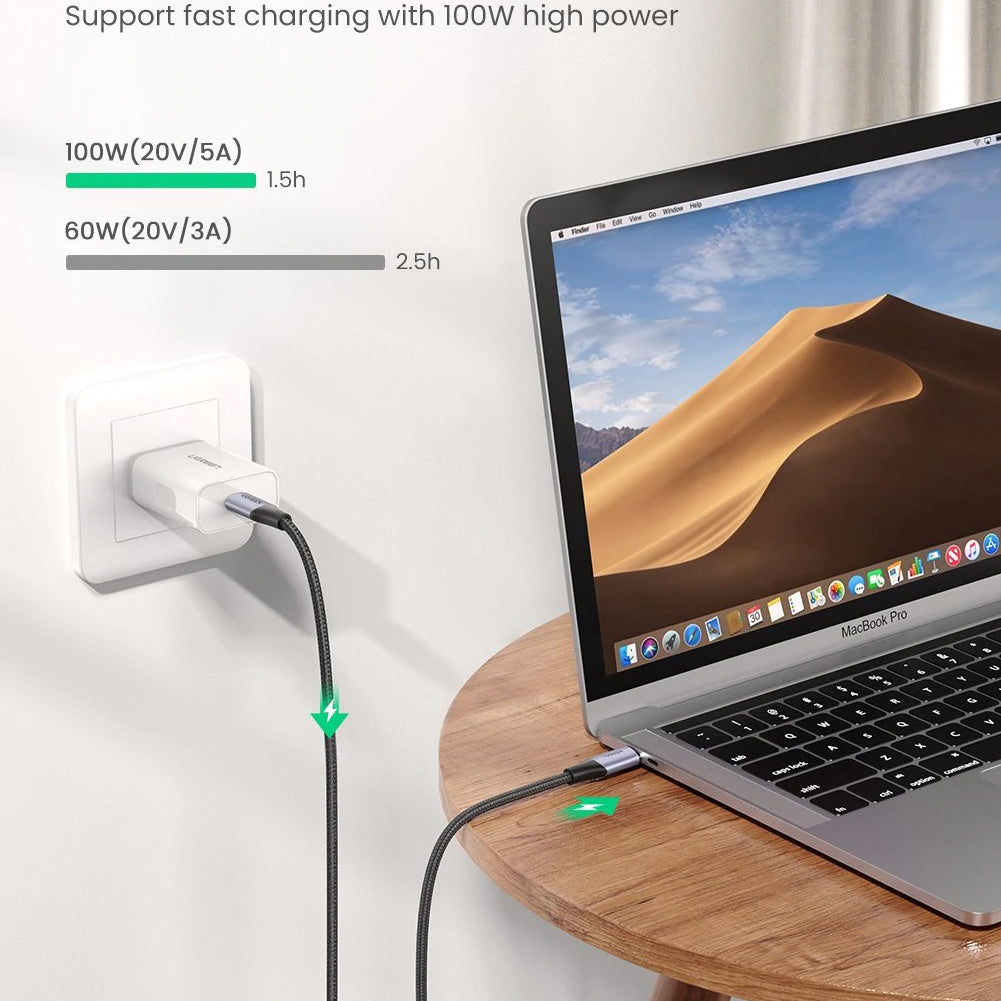 Dátový a nabíjací kábel USB-C - USB-C UGREEN US355, 100W, 1m, čierny