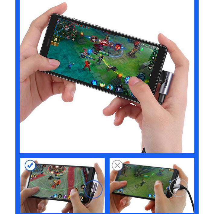 Dátový a nabíjací kábel USB-A - USB-C UGREEN US284 Angled, 18W, 1m, Sivý