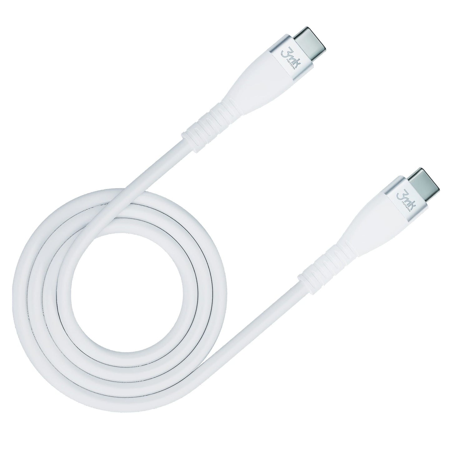 USB-C dátový a nabíjací kábel - USB-C 3MK Hyper Silicone, 60W, 1m, biely