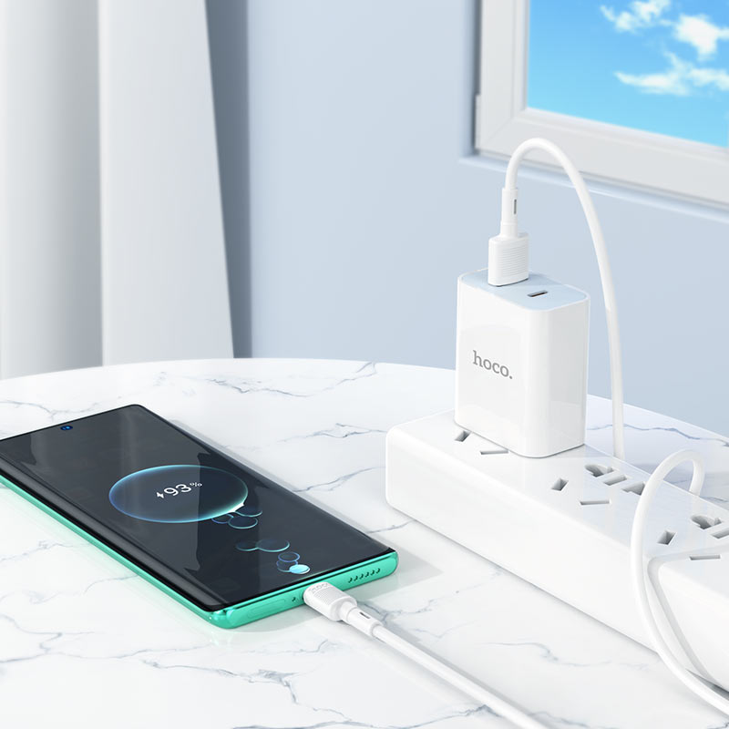Dátový a nabíjací kábel USB-A - USB-C HOCO X83 Victory, 20W, 1m, Biela