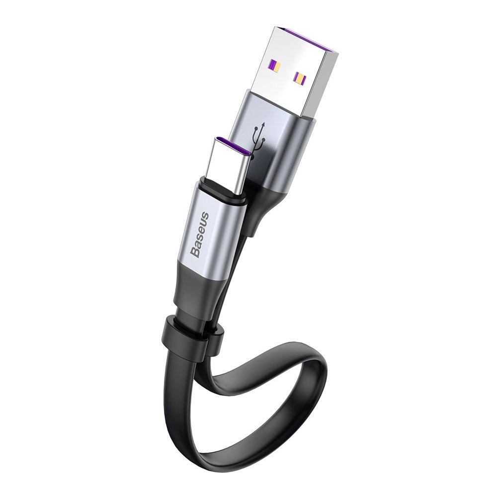 Dátový a nabíjací kábel USB-A - USB-C Baseus Simple, 40W, 0,23m, Sivý CATMBJ-BG1