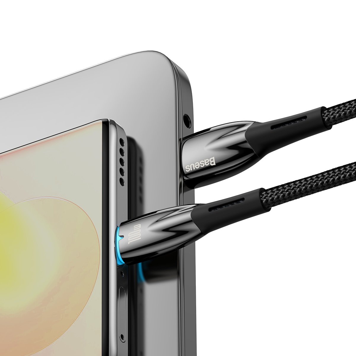 Dátový a nabíjací kábel USB-A na USB-C Baseus Glimmer Series, 100 W, 2 m, čierny CADH000501 CADH000501